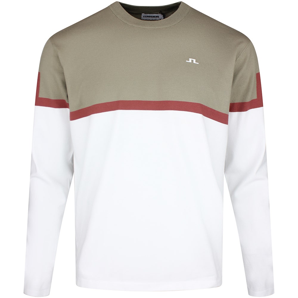 J.Lindeberg Golf Jumper - Emrik Knitted Crew - White SS26