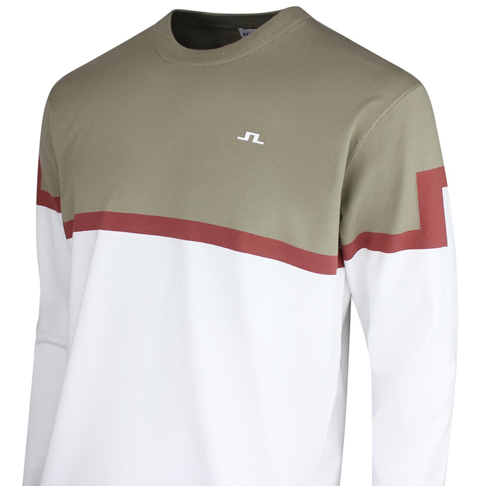 J.Lindeberg Golf Jumper - Emrik Knitted Crew - White SS26