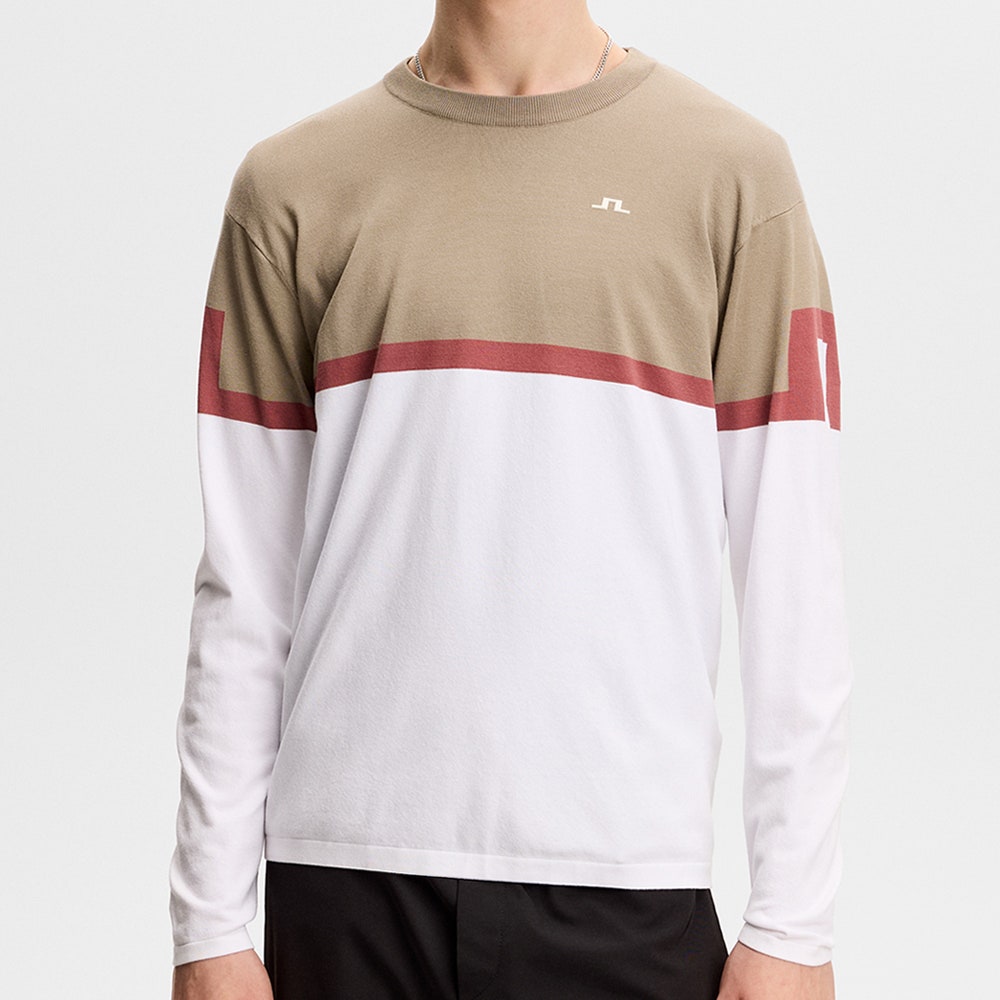 J.Lindeberg Golf Jumper - Emrik Knitted Crew - White SS26