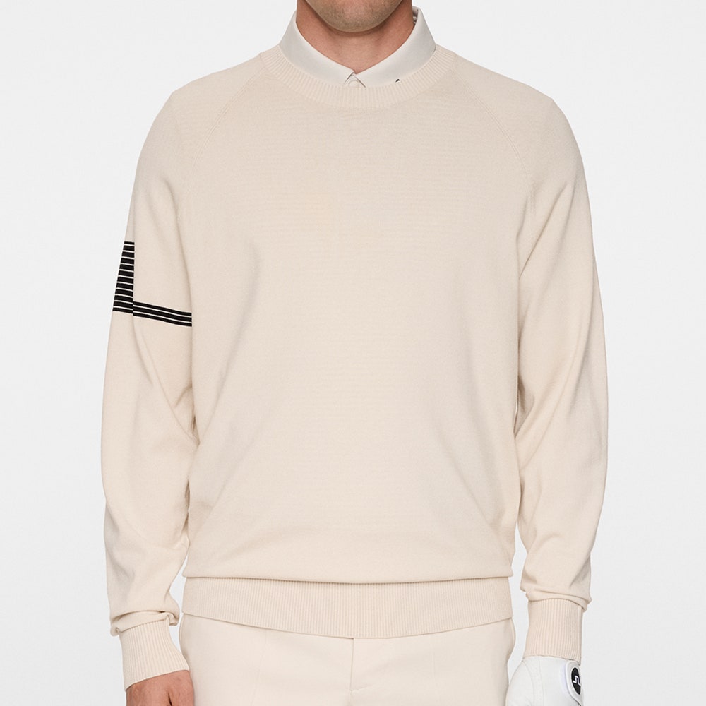 J.Lindeberg Golf Jumper - Heath Tech Knit Crew - Moonbeam AW25
