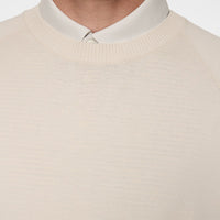 J.Lindeberg Golf Jumper - Heath Tech Knit Crew - Moonbeam AW25