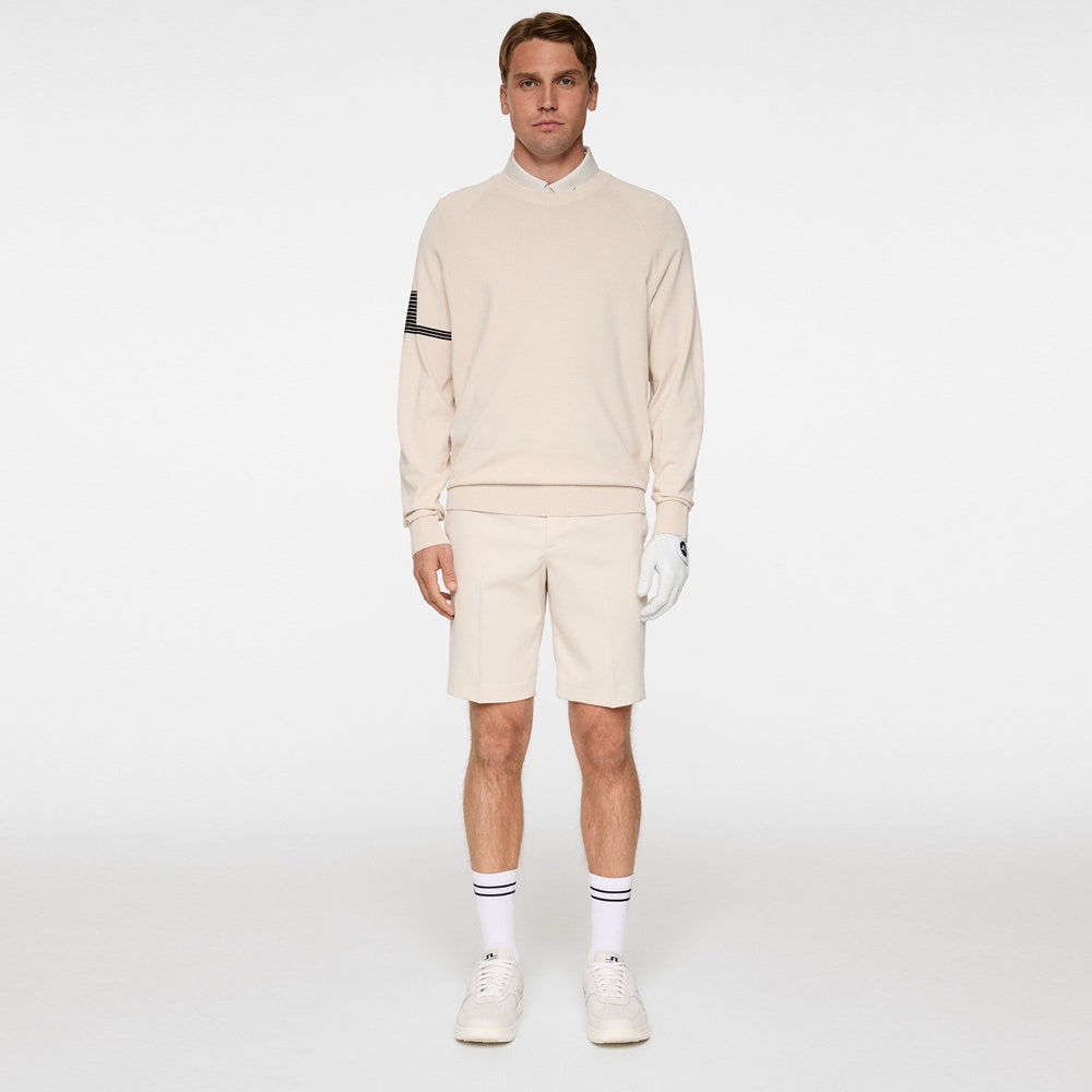 J.Lindeberg Golf Jumper - Heath Tech Knit Crew - Moonbeam AW25
