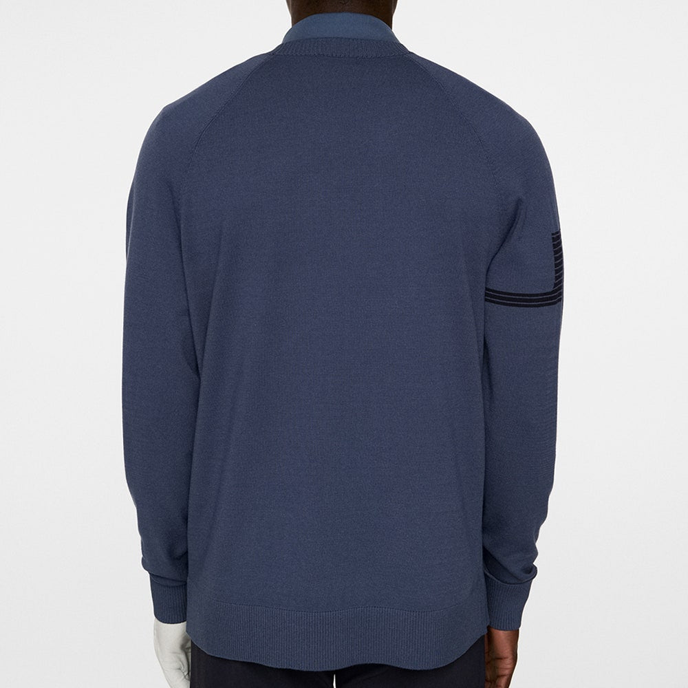 J.Lindeberg Golf Jumper - Heath Tech Knit Crew - Vintage Indigo AW25