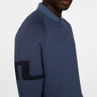J.Lindeberg Golf Jumper - Heath Tech Knit Crew - Vintage Indigo AW25