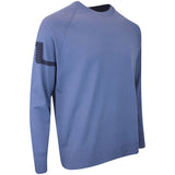 J.Lindeberg Golf Jumper - Heath Tech Knit Crew - Vintage Indigo AW25