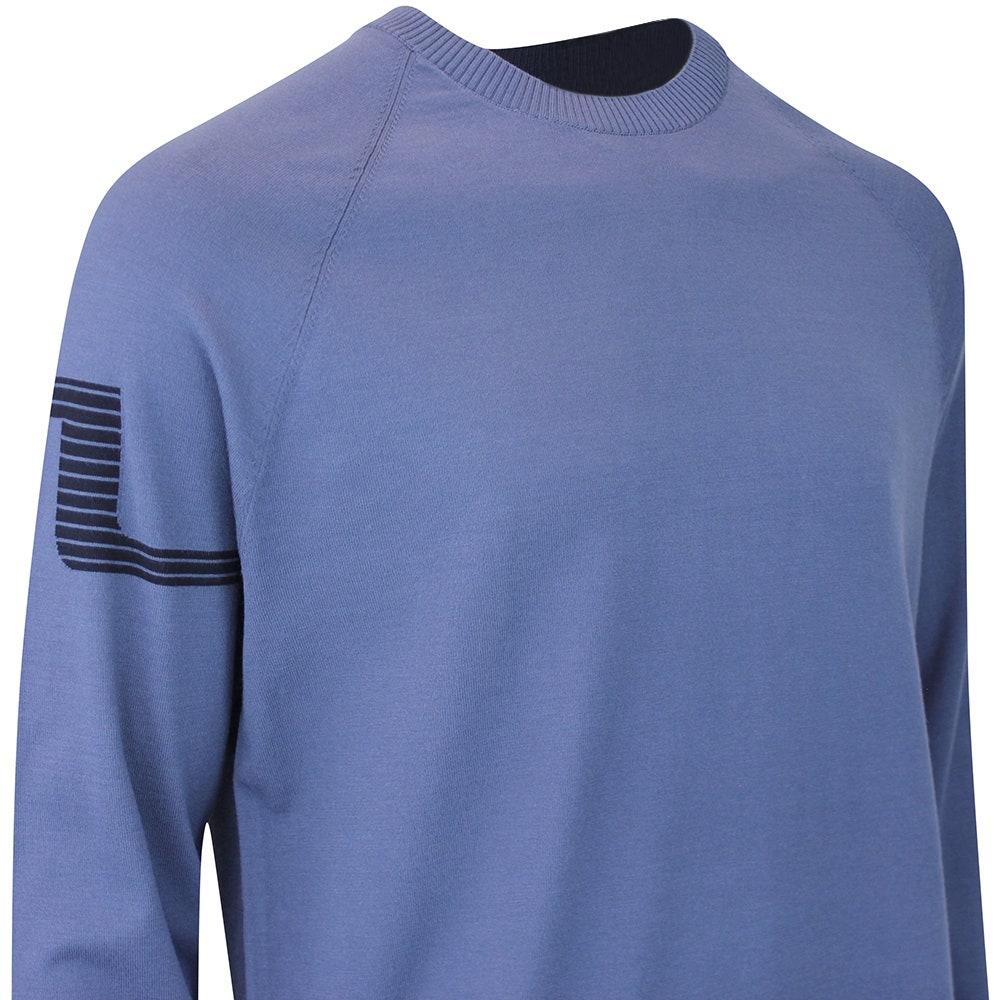 J.Lindeberg Golf Jumper - Heath Tech Knit Crew - Vintage Indigo AW25