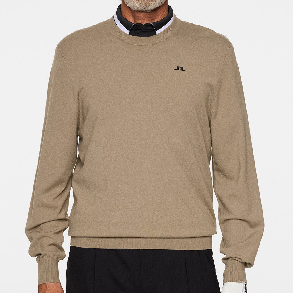 J.Lindeberg Golf Jumper - Henry Knitted Crew Neck - Brindle PS26
