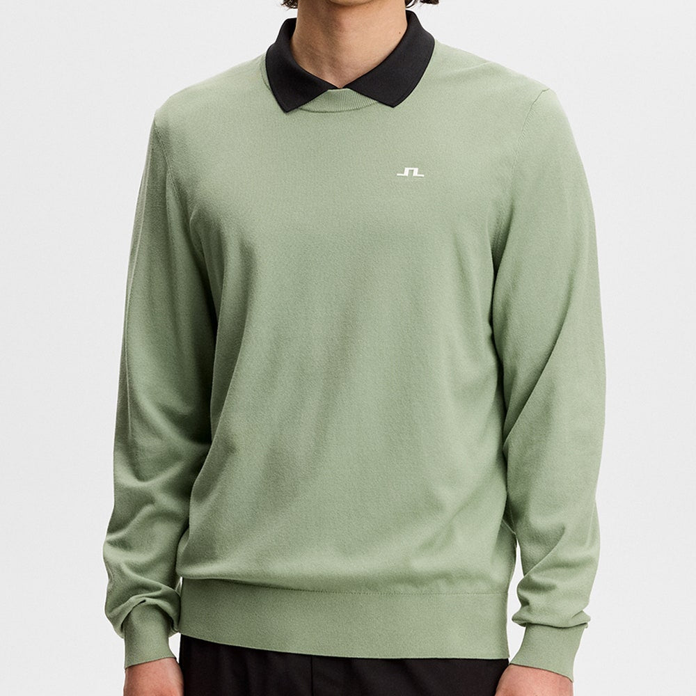 J.Lindeberg Golf Jumper - Henry Knitted Crew Neck - Hedge Green SS26