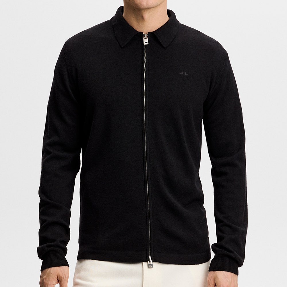 J.Lindeberg Golf Jumper - Kaleb Merino Cardigan - Black AW26