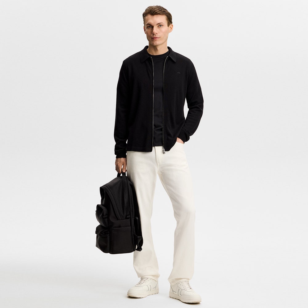 J.Lindeberg Golf Jumper - Kaleb Merino Cardigan - Black AW26