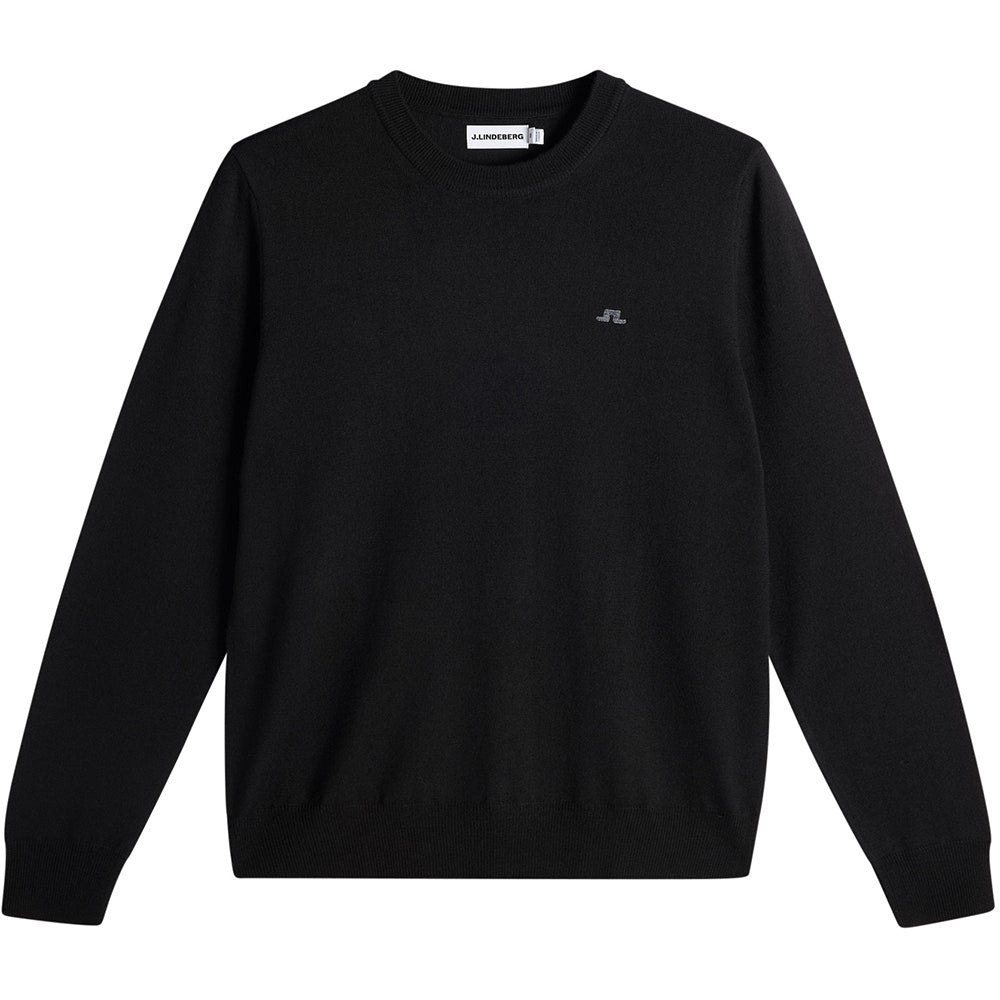 J.Lindeberg Golf Jumper - Keane Merino Crew Neck - Black AW26