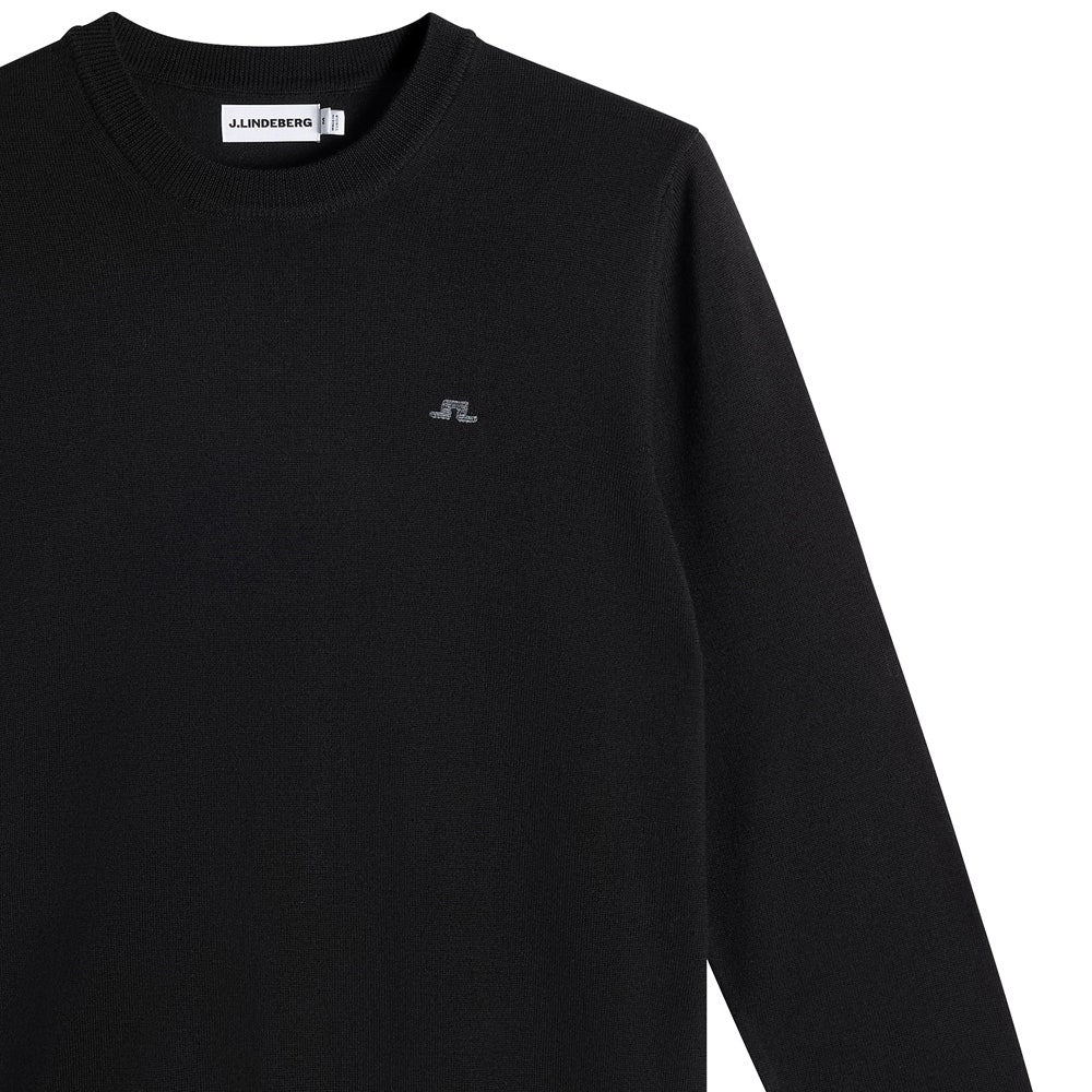 J.Lindeberg Golf Jumper - Keane Merino Crew Neck - Black AW26