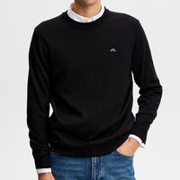 J.Lindeberg Golf Jumper - Keane Merino Crew Neck - Black AW26