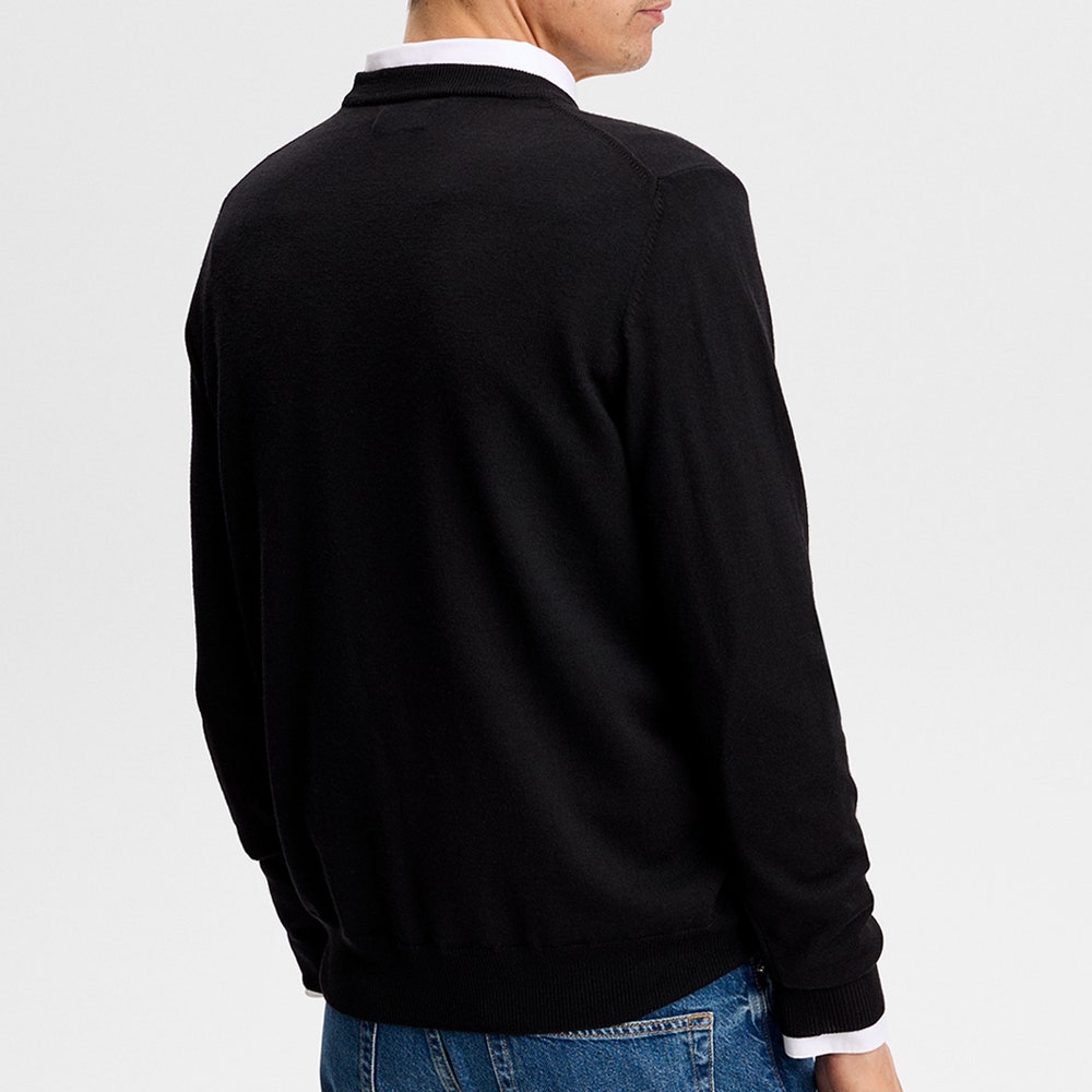 J.Lindeberg Golf Jumper - Keane Merino Crew Neck - Black AW26