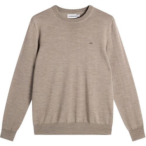 J.Lindeberg Golf Jumper - Keane Merino Crew Neck - Brindle Mel. AW26