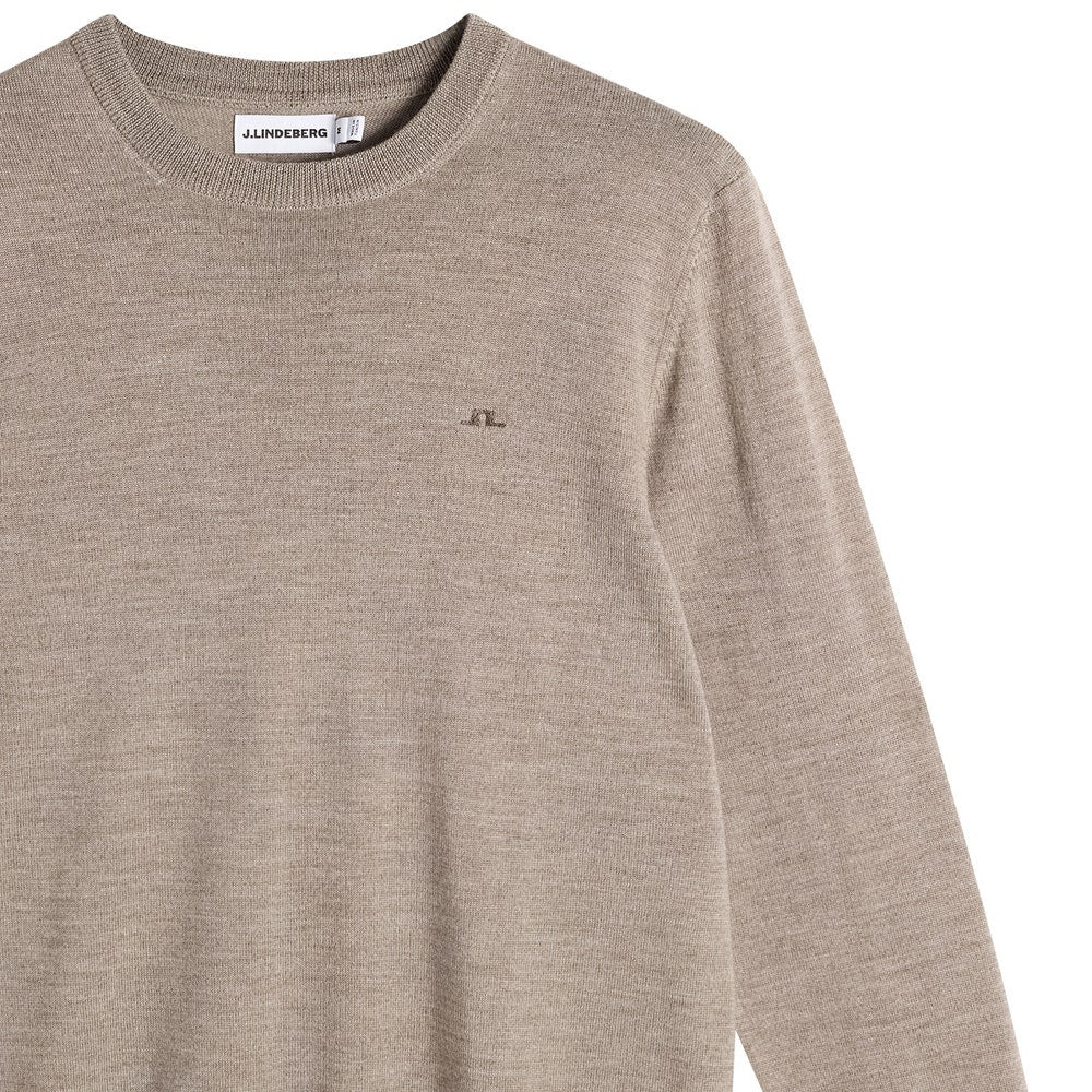 J.Lindeberg Golf Jumper - Keane Merino Crew Neck - Brindle Mel. AW26