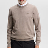 J.Lindeberg Golf Jumper - Keane Merino Crew Neck - Brindle Mel. AW26
