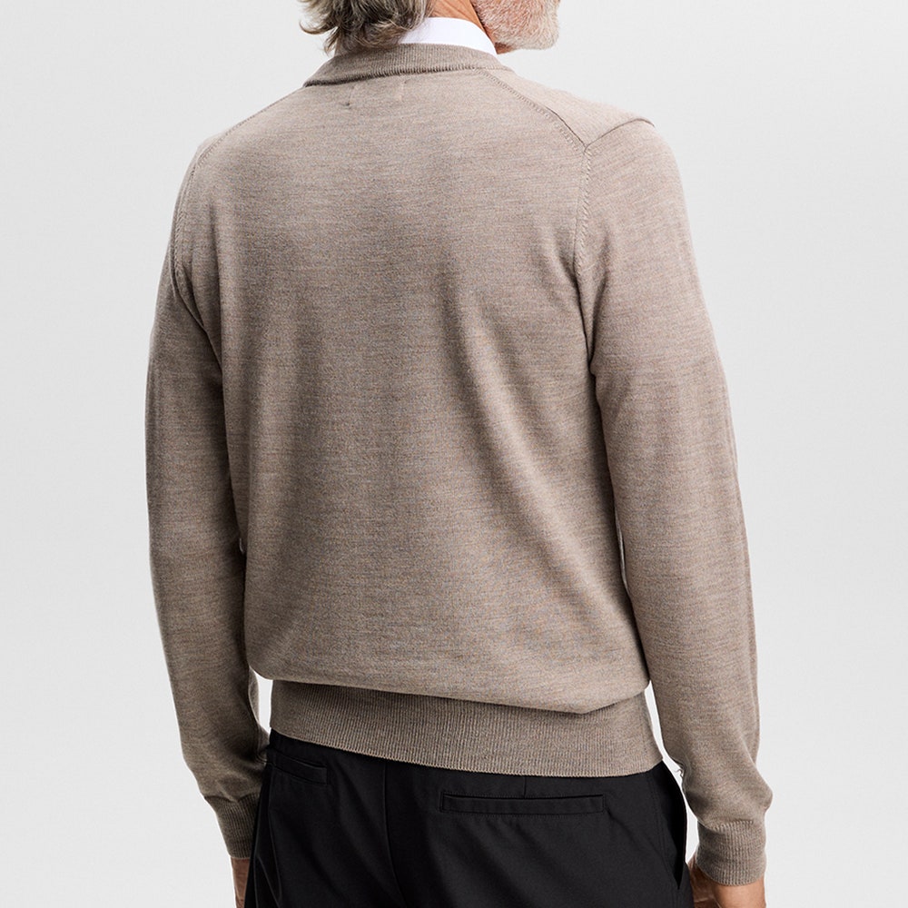 J.Lindeberg Golf Jumper - Keane Merino Crew Neck - Brindle Mel. AW26