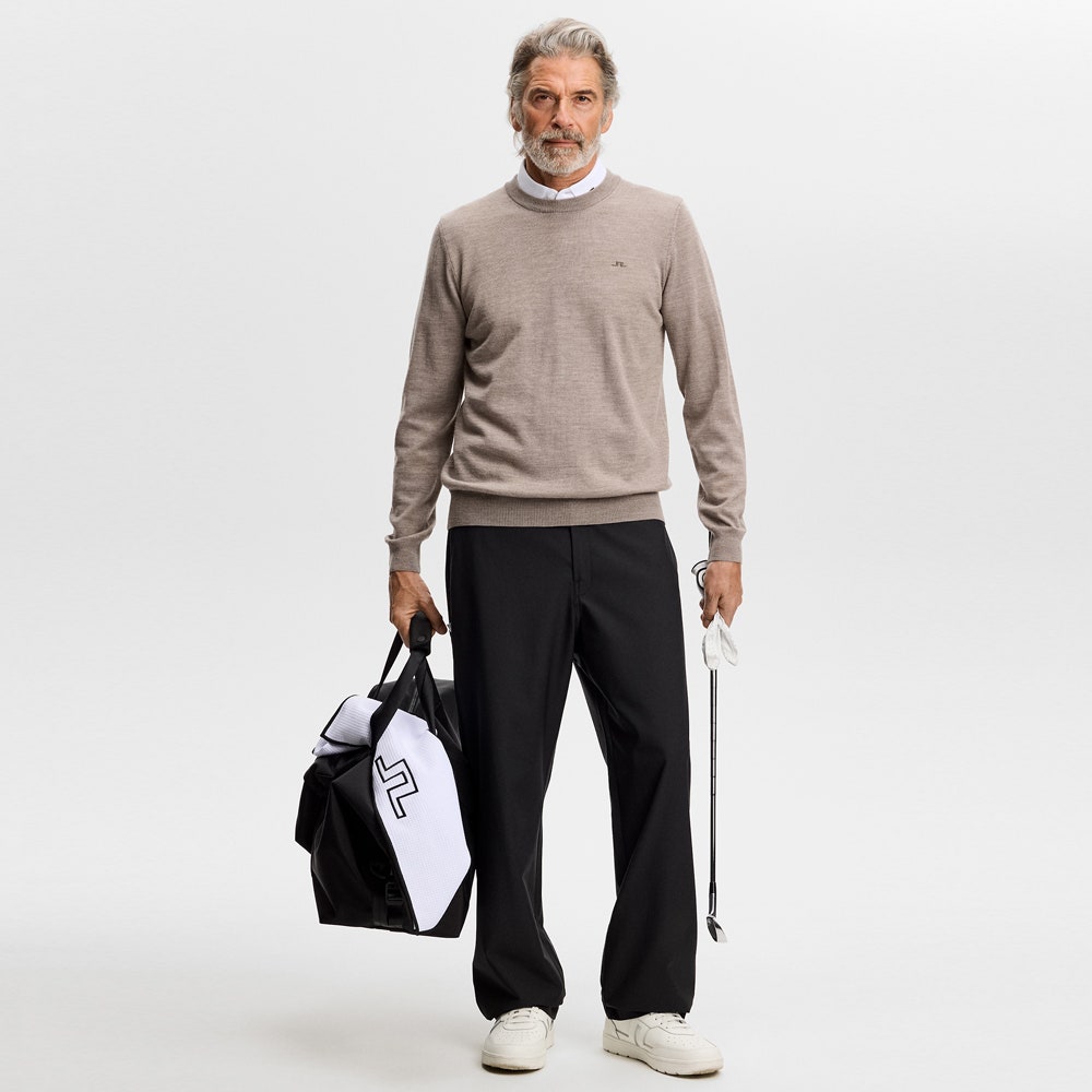 J.Lindeberg Golf Jumper - Keane Merino Crew Neck - Brindle Mel. AW26