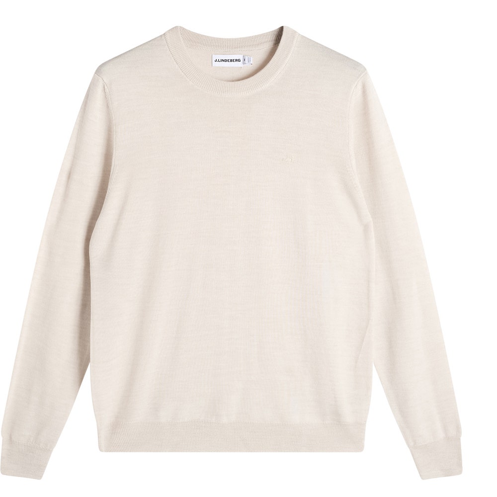 J.Lindeberg Golf Jumper - Keane Merino Crew Neck - Moonbeam Mel. AW26