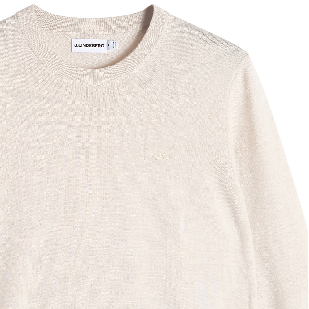 J.Lindeberg Golf Jumper - Keane Merino Crew Neck - Moonbeam Mel. AW26