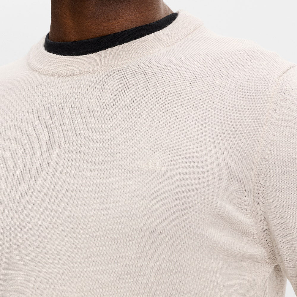 J.Lindeberg Golf Jumper - Keane Merino Crew Neck - Moonbeam Mel. AW26