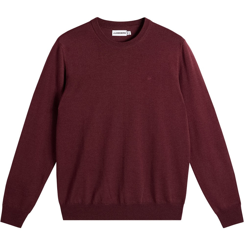 J.Lindeberg Golf Jumper - Keane Merino Crew Neck - Winetasting AW26