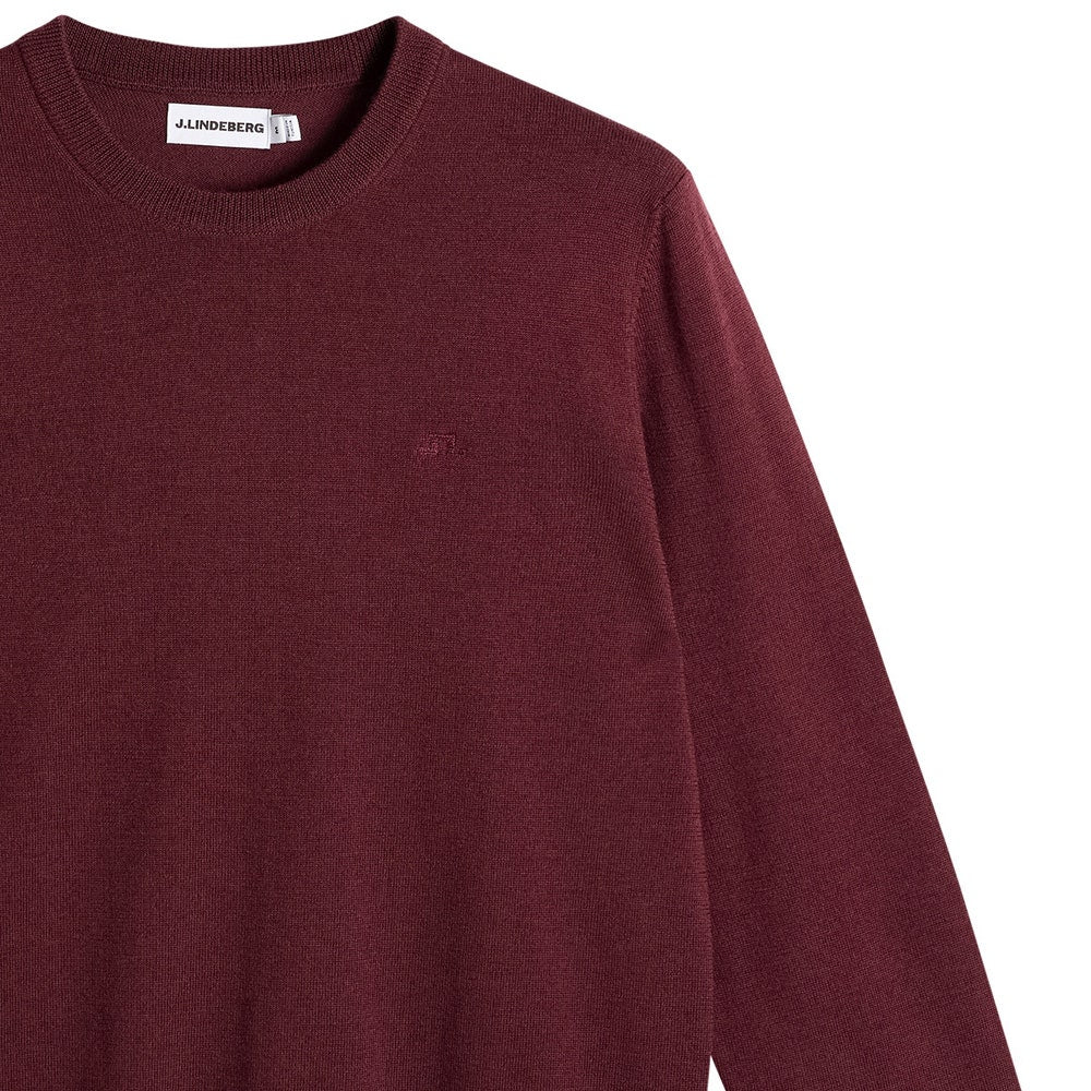 J.Lindeberg Golf Jumper - Keane Merino Crew Neck - Winetasting AW26