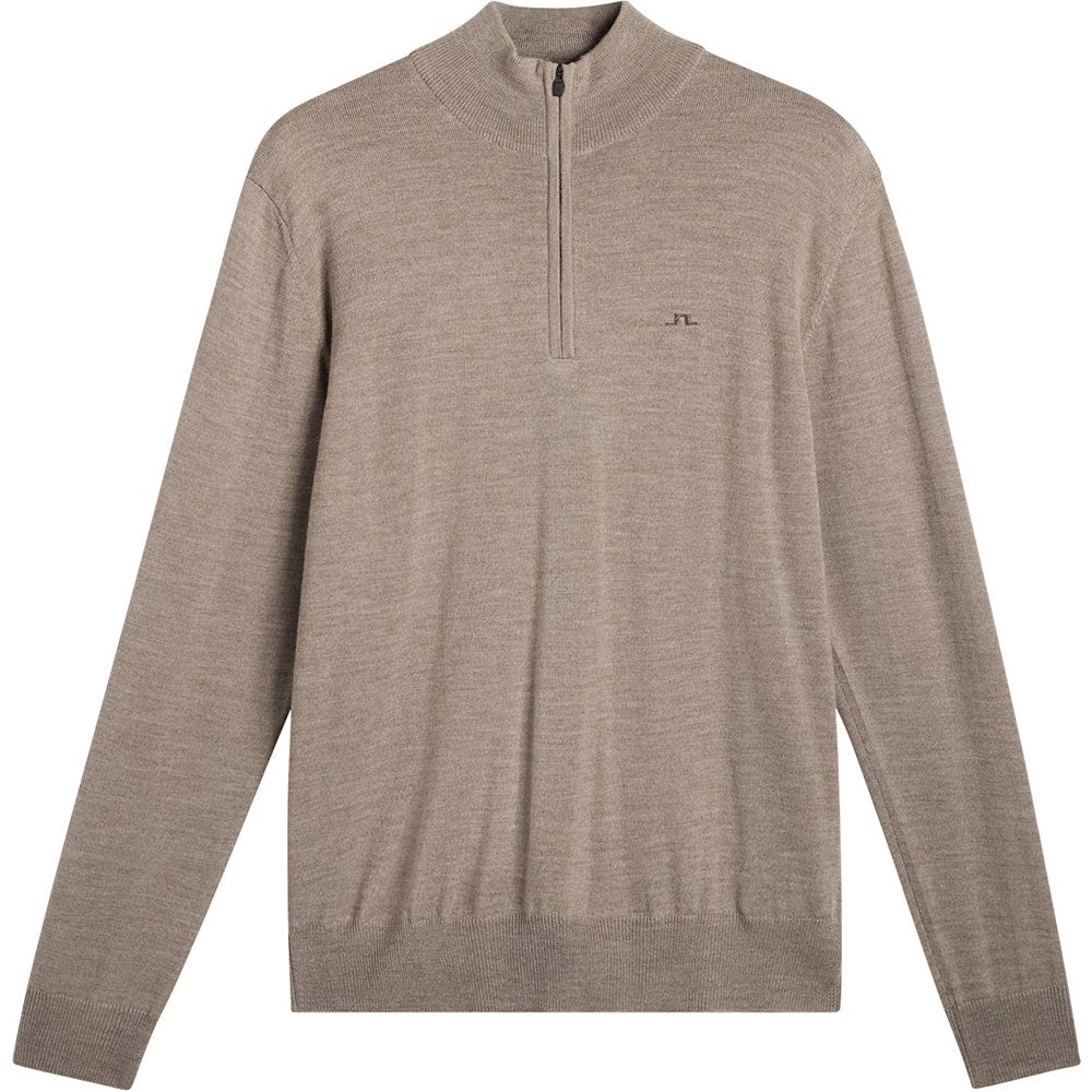 J.Lindeberg Golf Jumper - Kiyan Merino QZ - Brindle Melange AW26