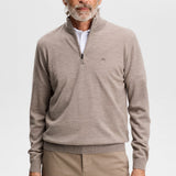 J.Lindeberg Golf Jumper - Kiyan Merino QZ - Brindle Melange AW26