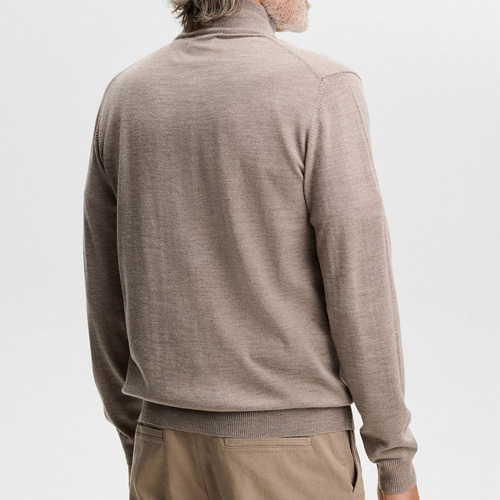 J.Lindeberg Golf Jumper - Kiyan Merino QZ - Brindle Melange AW26