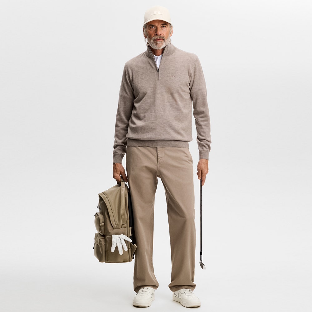 J.Lindeberg Golf Jumper - Kiyan Merino QZ - Brindle Melange AW26
