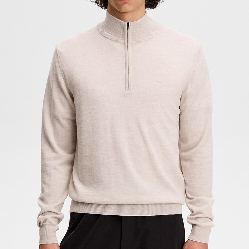J.Lindeberg Golf Jumper - Kiyan Merino QZ - Moonbeam Melange AW26