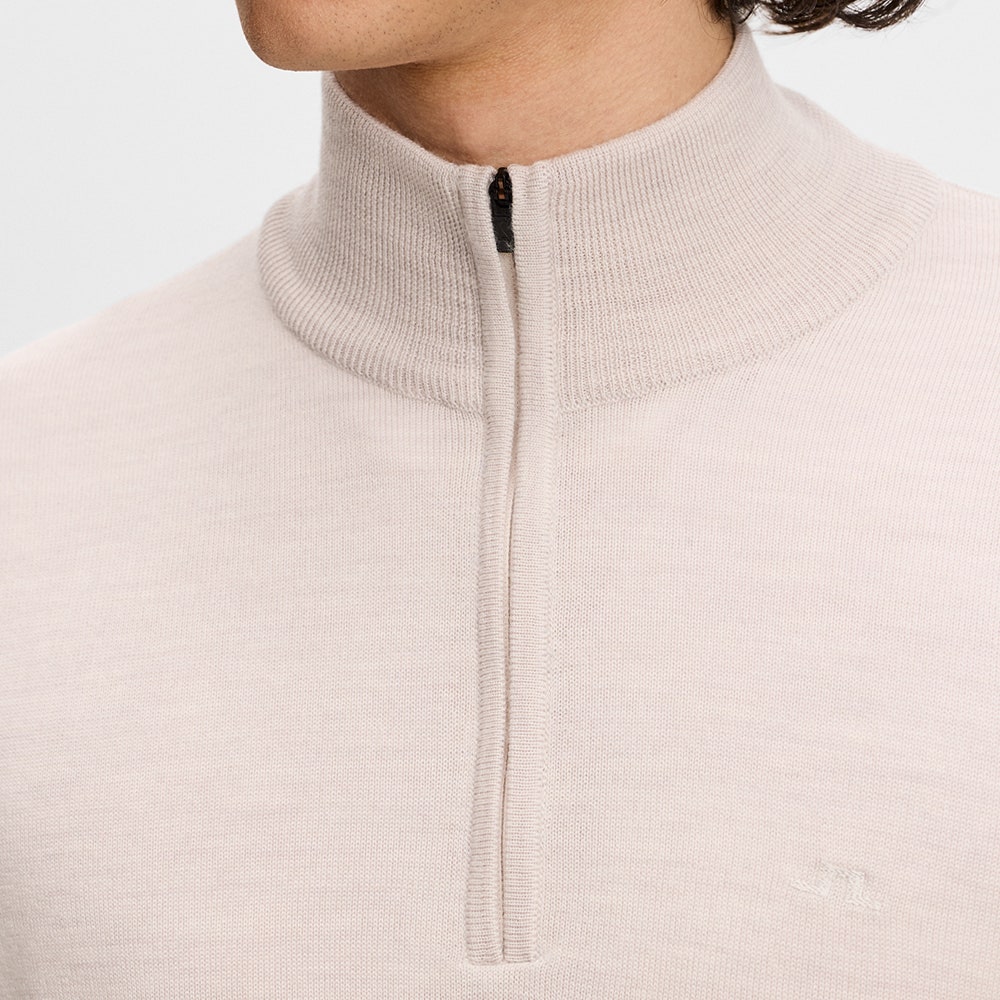 J.Lindeberg Golf Jumper - Kiyan Merino QZ - Moonbeam Melange AW26