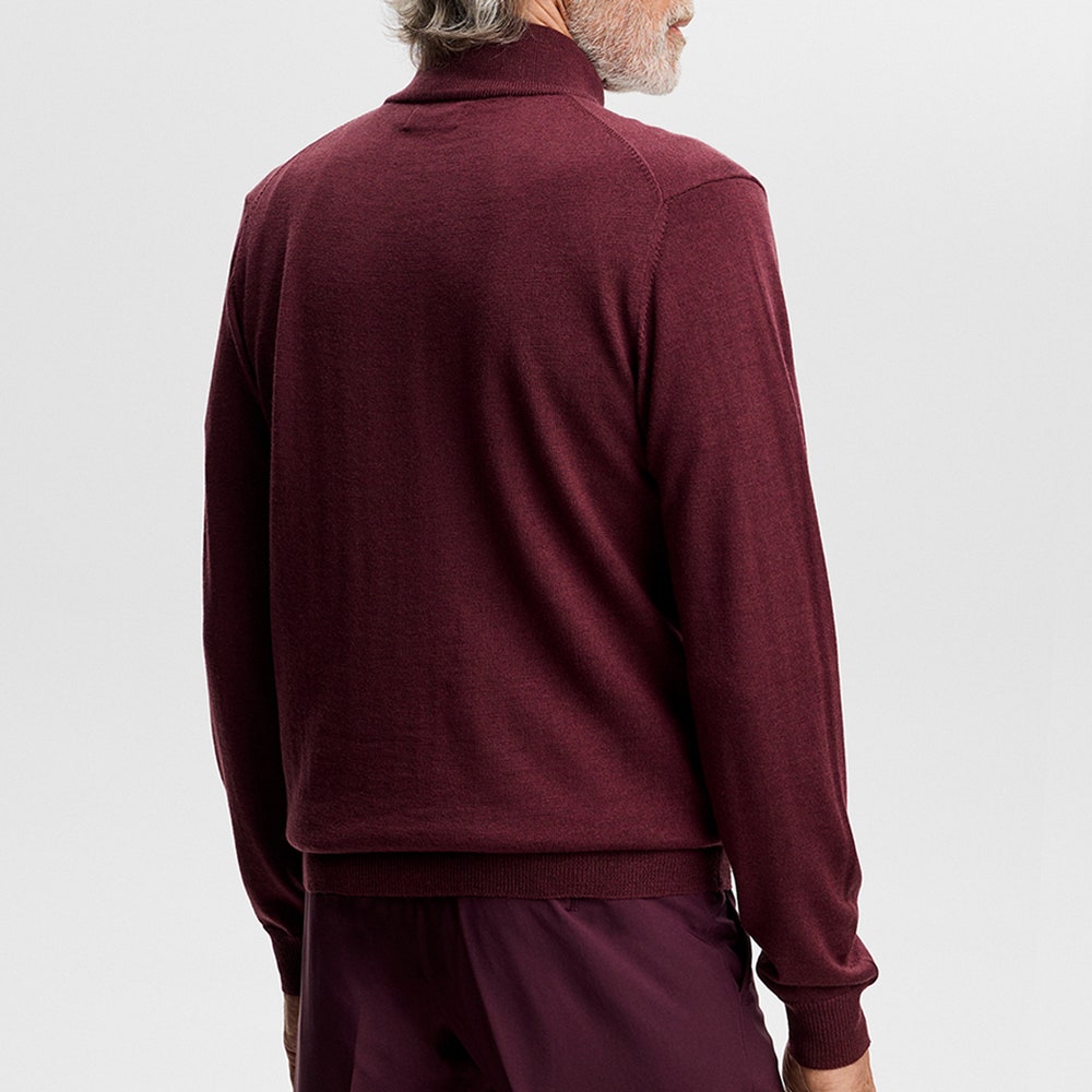 J.Lindeberg Golf Jumper - Kiyan Merino QZ - Winetasting AW26