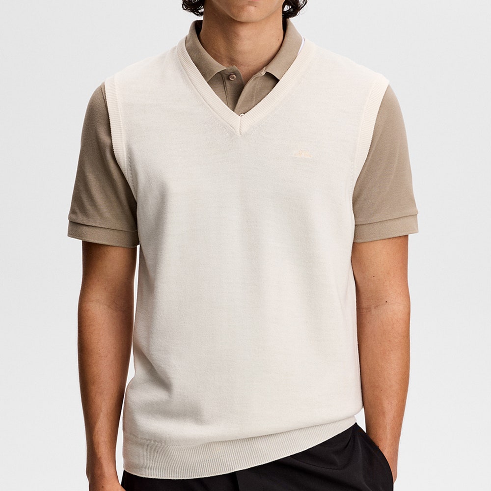 J.Lindeberg Golf Jumper - Liam Knitted Vest - White AW26
