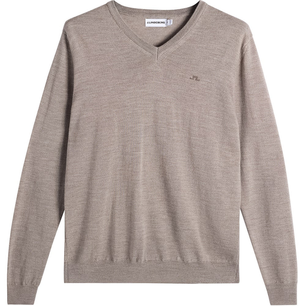 J.Lindeberg Golf Jumper - Lymann Knitted V-Neck - Brindle Mel. AW26