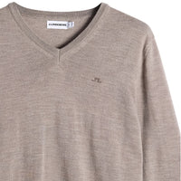 J.Lindeberg Golf Jumper - Lymann Knitted V-Neck - Brindle Mel. AW26