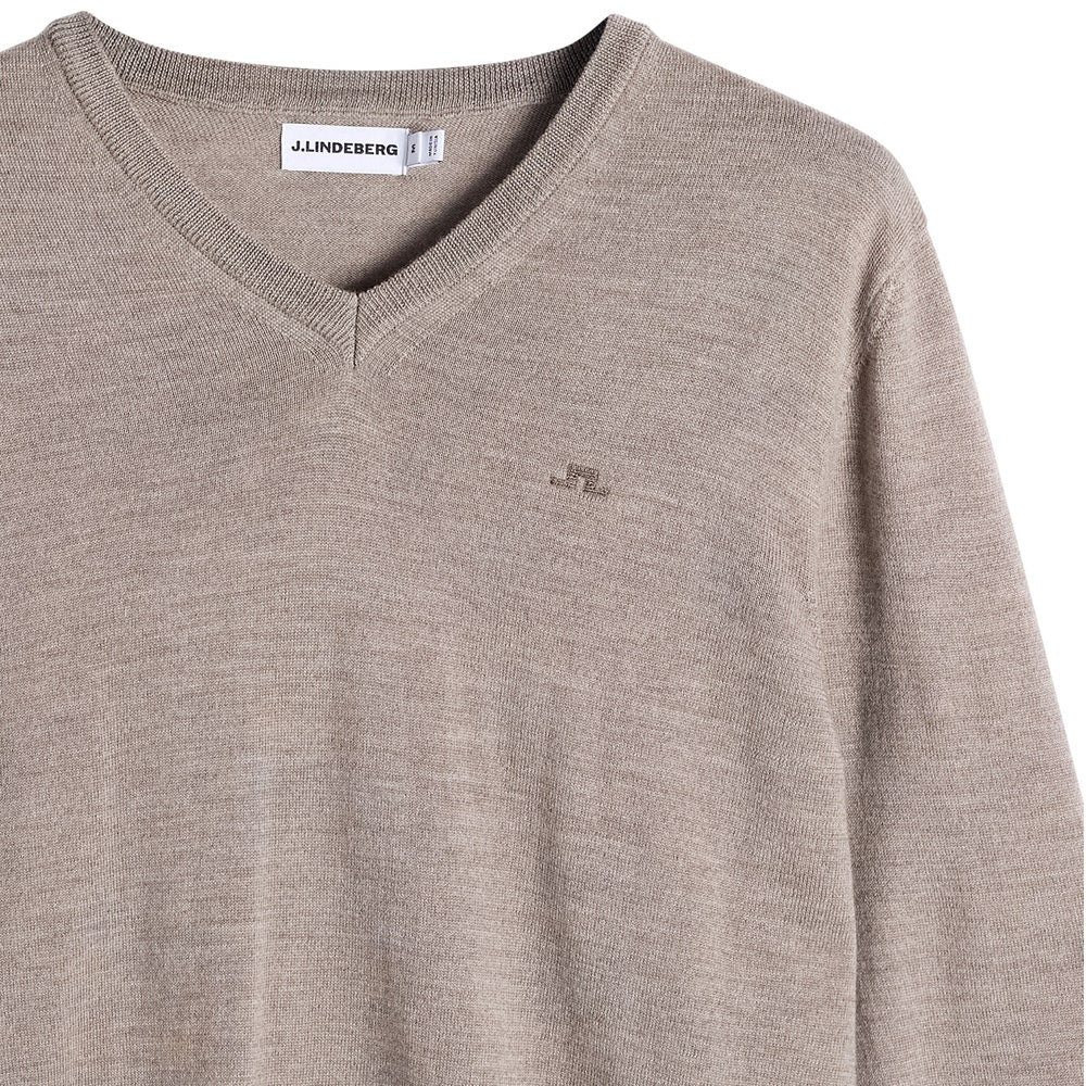 J.Lindeberg Golf Jumper - Lymann Knitted V-Neck - Brindle Mel. AW26