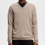 J.Lindeberg Golf Jumper - Lymann Knitted V-Neck - Brindle Mel. AW26