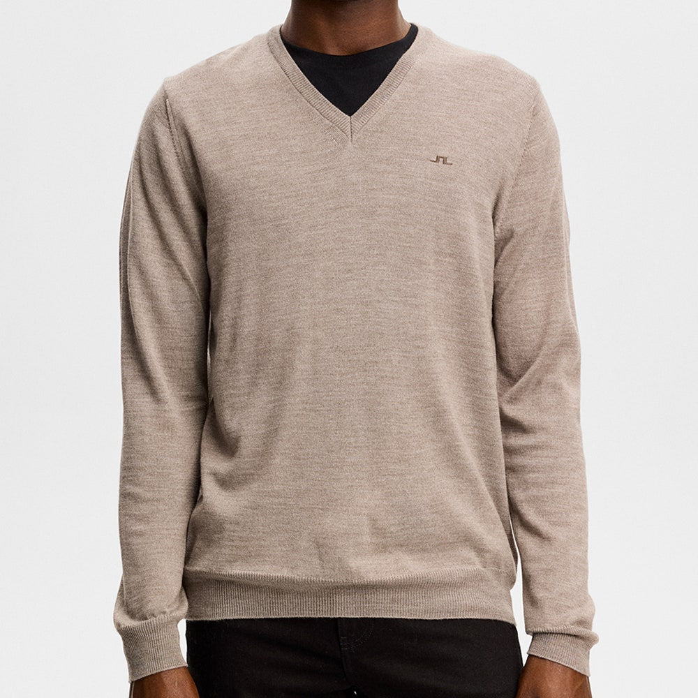 J.Lindeberg Golf Jumper - Lymann Knitted V-Neck - Brindle Mel. AW26