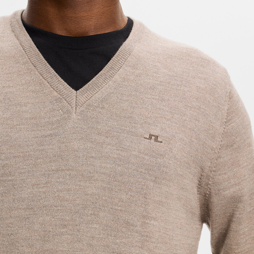 J.Lindeberg Golf Jumper - Lymann Knitted V-Neck - Brindle Mel. AW26