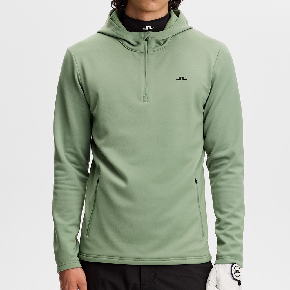 J.Lindeberg Golf Pullover - Aerial QZ Hoodie - Hedge Green SS26