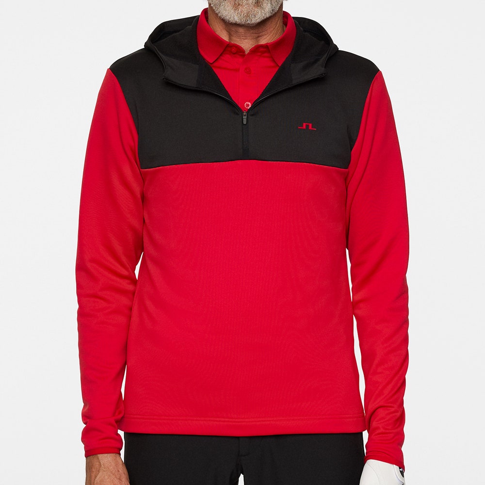 J.Lindeberg Golf Pullover - Banks QZ Hoodie - Barbados Cherry PS26