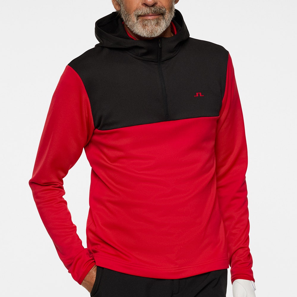 J.Lindeberg Golf Pullover - Banks QZ Hoodie - Barbados Cherry PS26