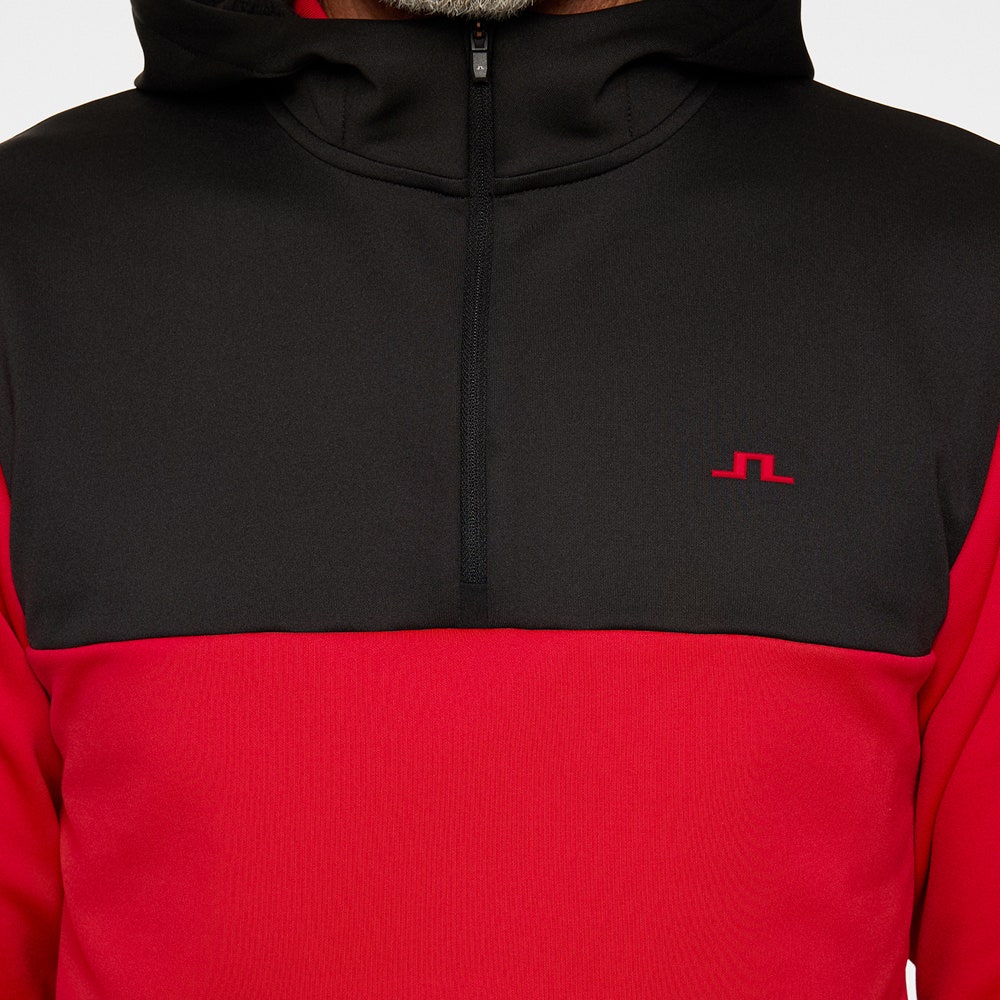 J.Lindeberg Golf Pullover - Banks QZ Hoodie - Barbados Cherry PS26