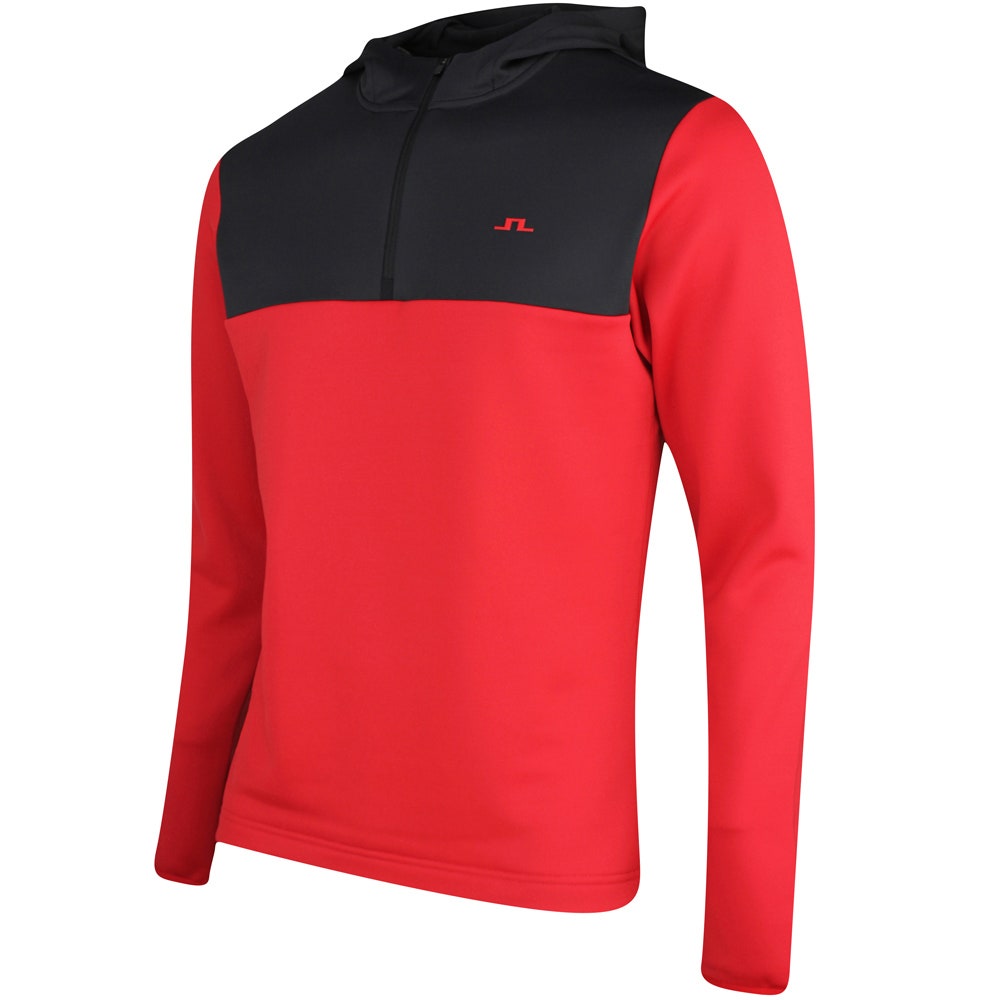 J.Lindeberg Golf Pullover - Banks QZ Hoodie - Barbados Cherry PS26