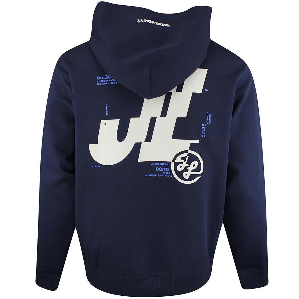 J.Lindeberg Golf Pullover - Club Print Hoodie - JL Navy SS26