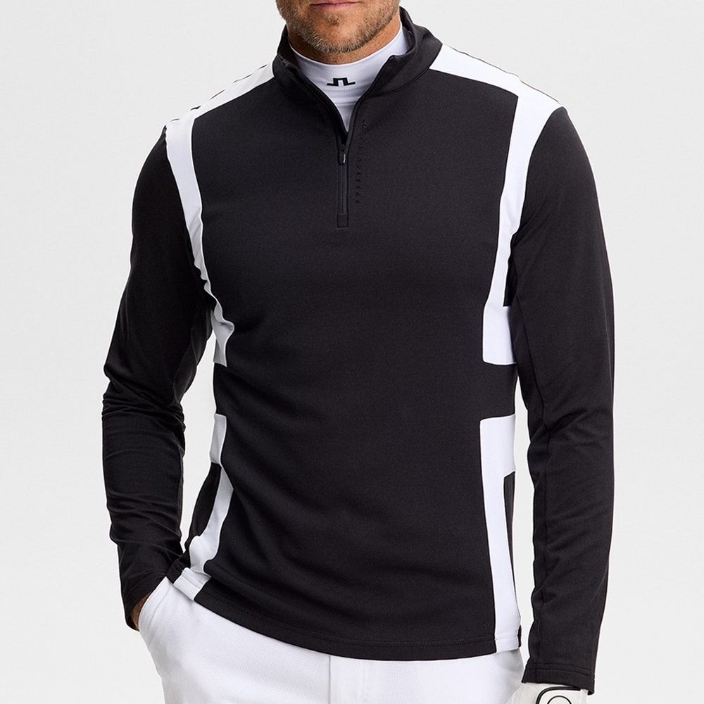 J.Lindeberg Golf Pullover - Finn QZ Mid - Black AW26