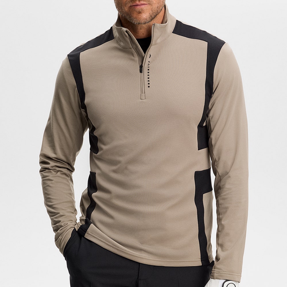 J.Lindeberg Golf Pullover - Finn QZ Mid - Brindle AW26